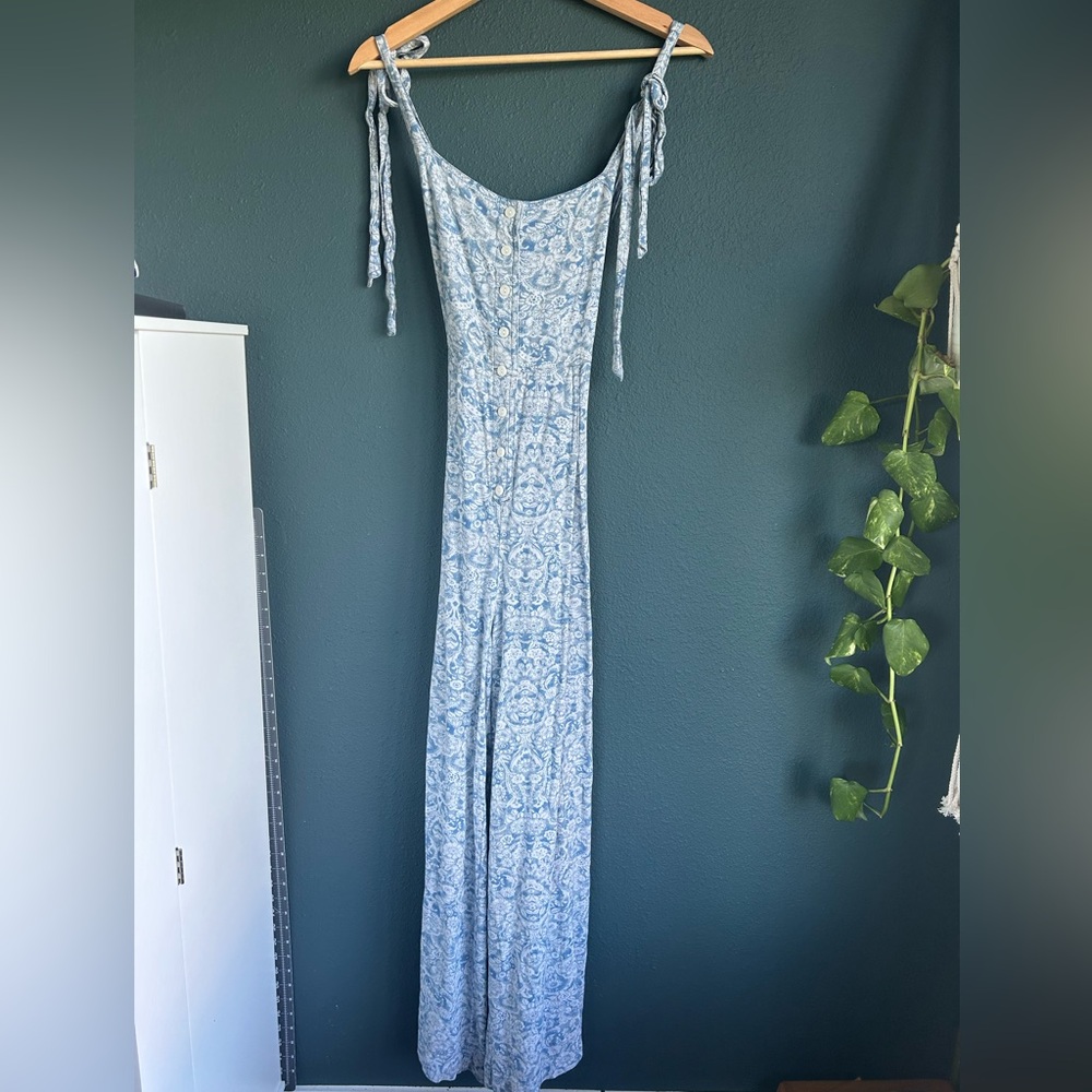 Free People Blue Floral Jumpsuit